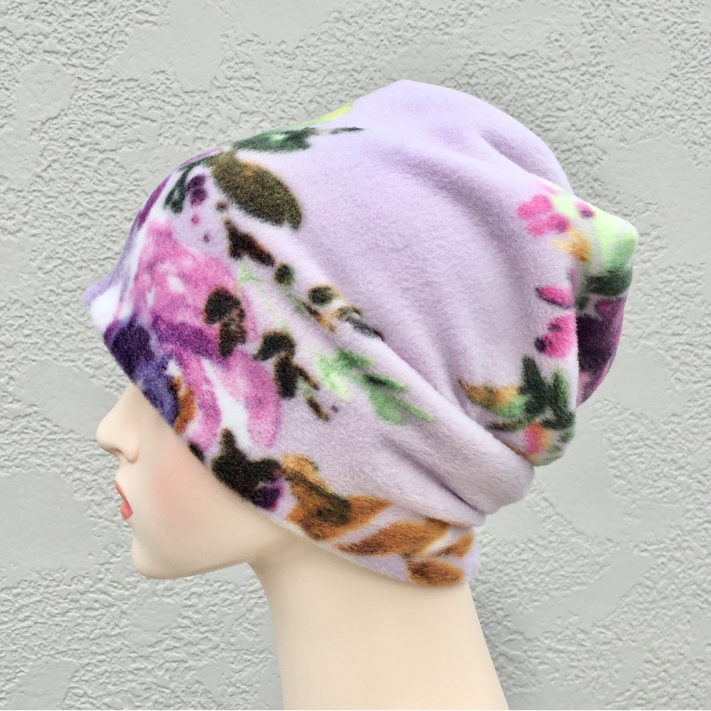 Floral Plush Fleece Beanie